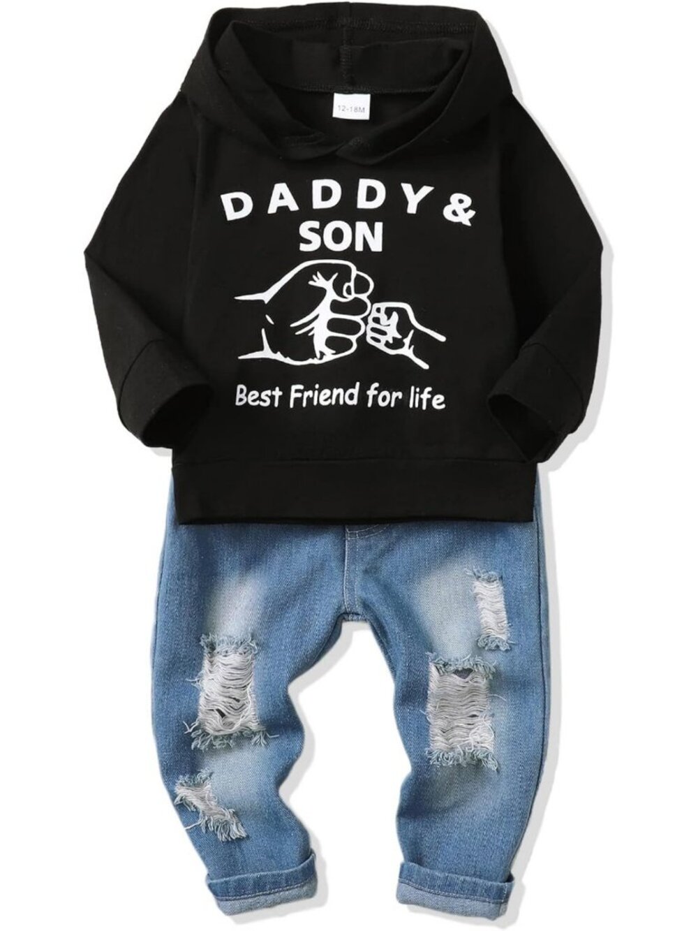 Stylish Baby Boy Hoodie & Ripped Jeans Outfit 2T-4T | Fall Winter Toddler